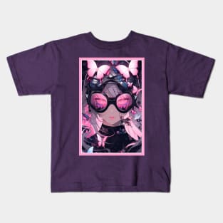 Aesthetic Anime Girl Rosa Pink Black | Quality Aesthetic Anime Design | Premium Chibi Manga Anime Art Kids T-Shirt